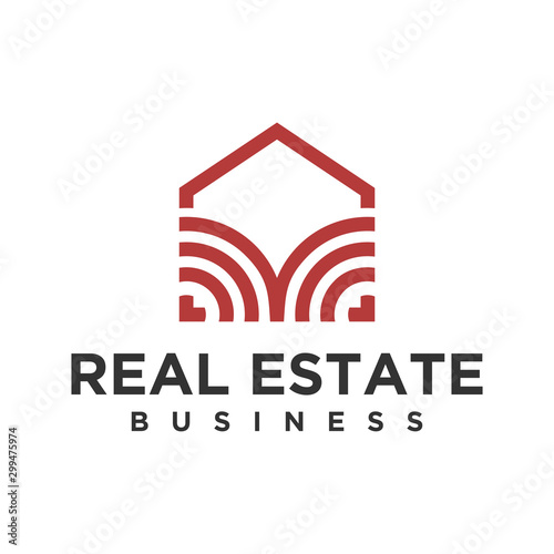 Real estate building logo - house building contractor identity window roof home improvement