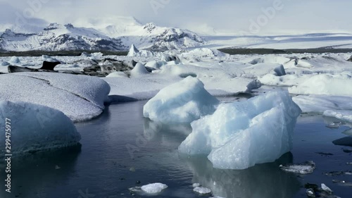 Timelapse of Icebergs moving in Jokulsarlon Ice Lagoon Iceland. Global Warming.