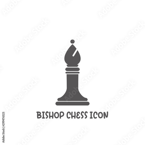 Chess bishop piece icon simple flat style vector illustration.