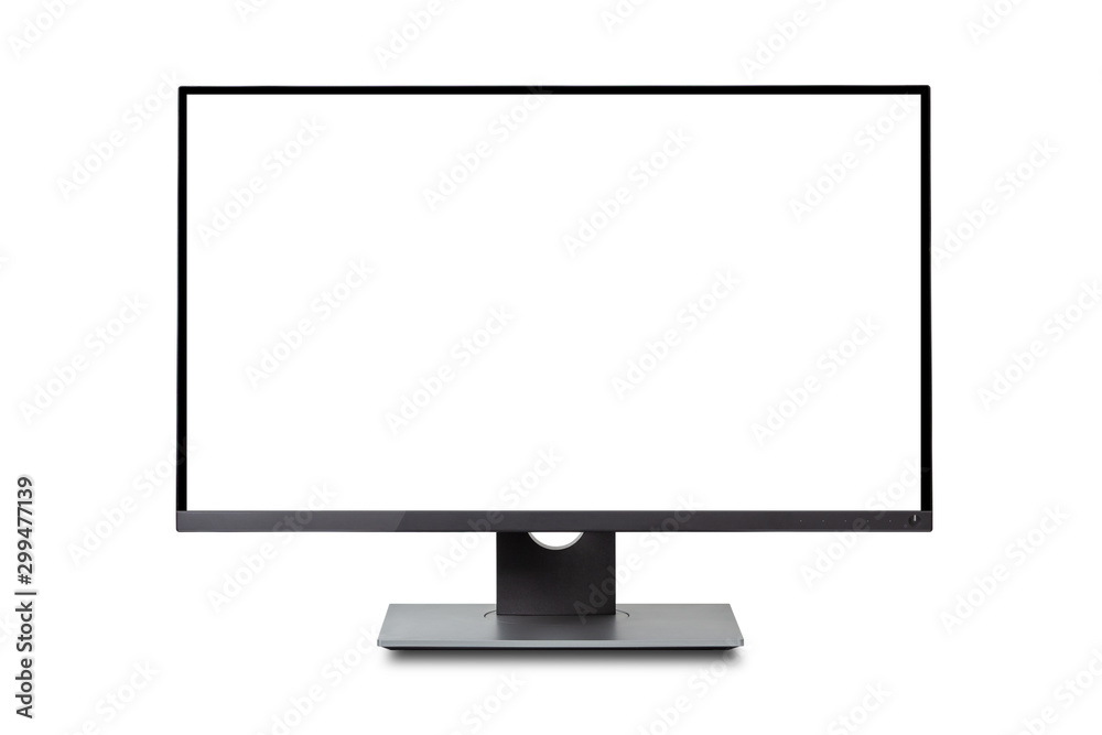 Computer monitor white screen, isolated on white background. 스톡 사진