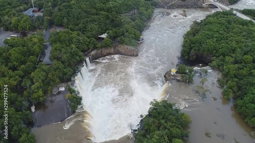 Ching-po Lake waterfalls of China. beautiful scenery of the Diaoshuilou Falls at Jingpo Lake in Mudanjiang City, northeast China's Heilongjiang Province. (aerial photography) photo