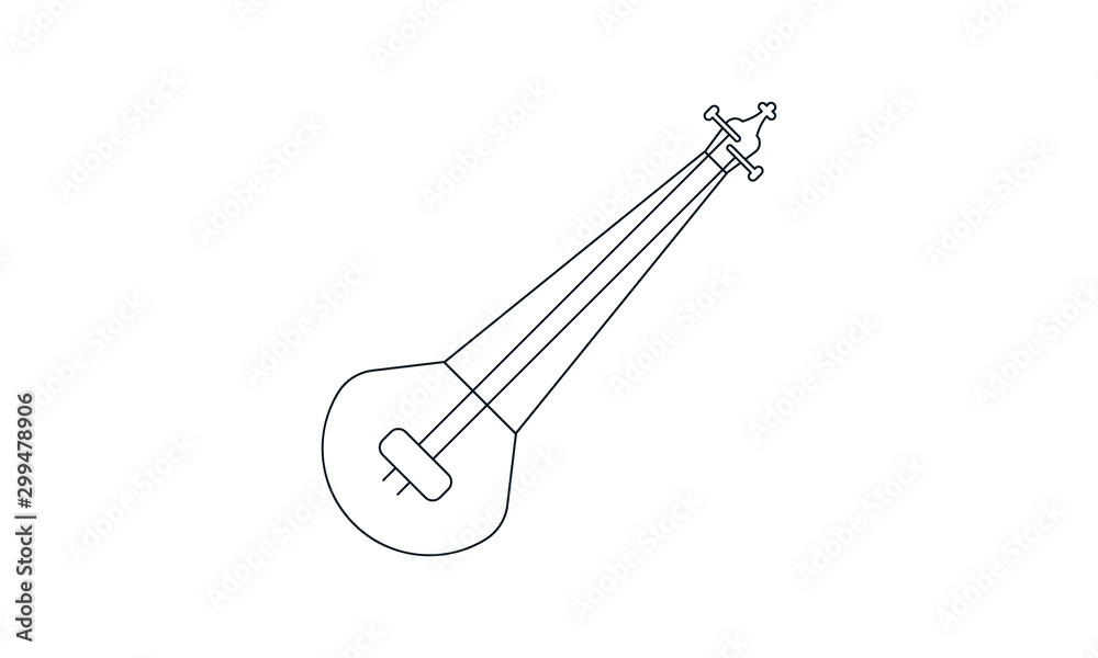 Traditional Indian sarod icon in flat style for classical music Traditional Indian sarod icon in flat style for classical music