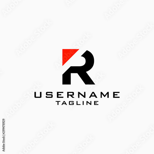 letter R logo design inspiration . R logo with sporty style . R with triangle red accent
