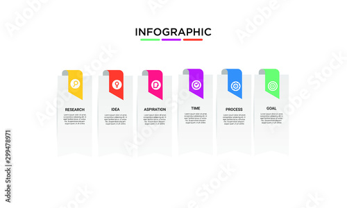 Vector Infographic stack chart design with icons and 6 options or steps. Infographics for business concept. Can be used for presentations banner, workflow layout, process diagram, flow chart,