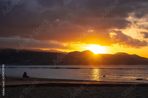 Sunset with some clouds at Las Canteras beach © GaiBru Photo