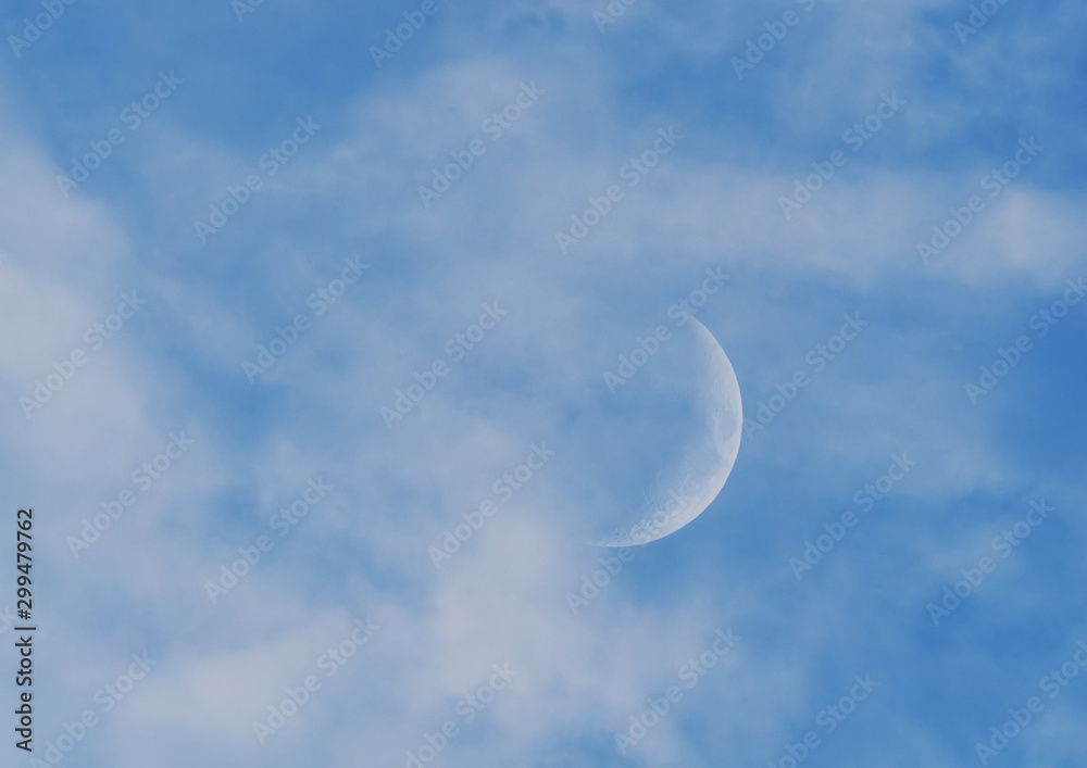 moon on the blue sky. the clouds moon on the blue sky. the clouds