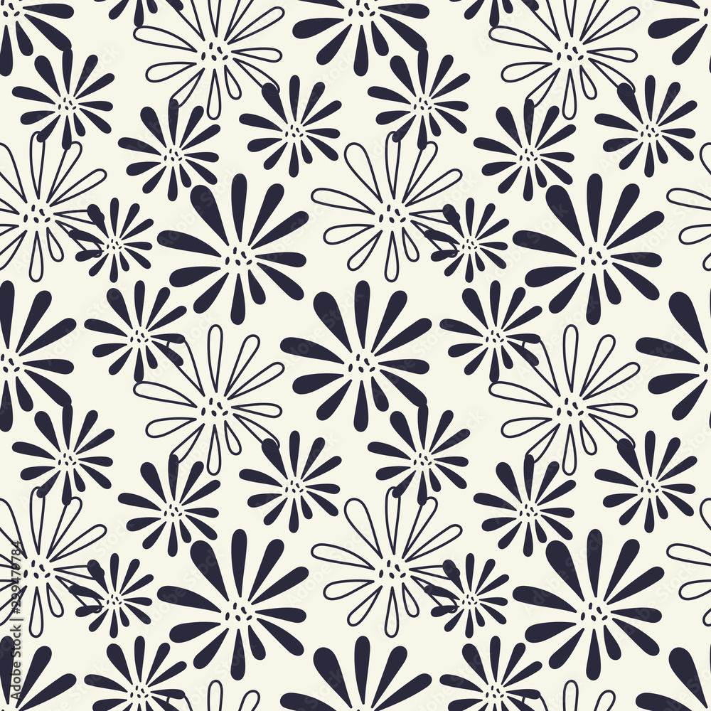 Monochrome. Seamless background. Simple flat floral motif . Suitable for fabrics, Wallpapers, album covers, phone cases and other surfaces. Monochrome. Seamless background. Simple flat floral motif . Suitable for fabrics, Wallpapers, album covers, phone cases and other surfaces.