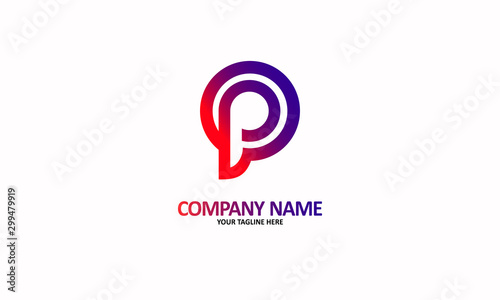 Sample icon letter P logo vector with circle