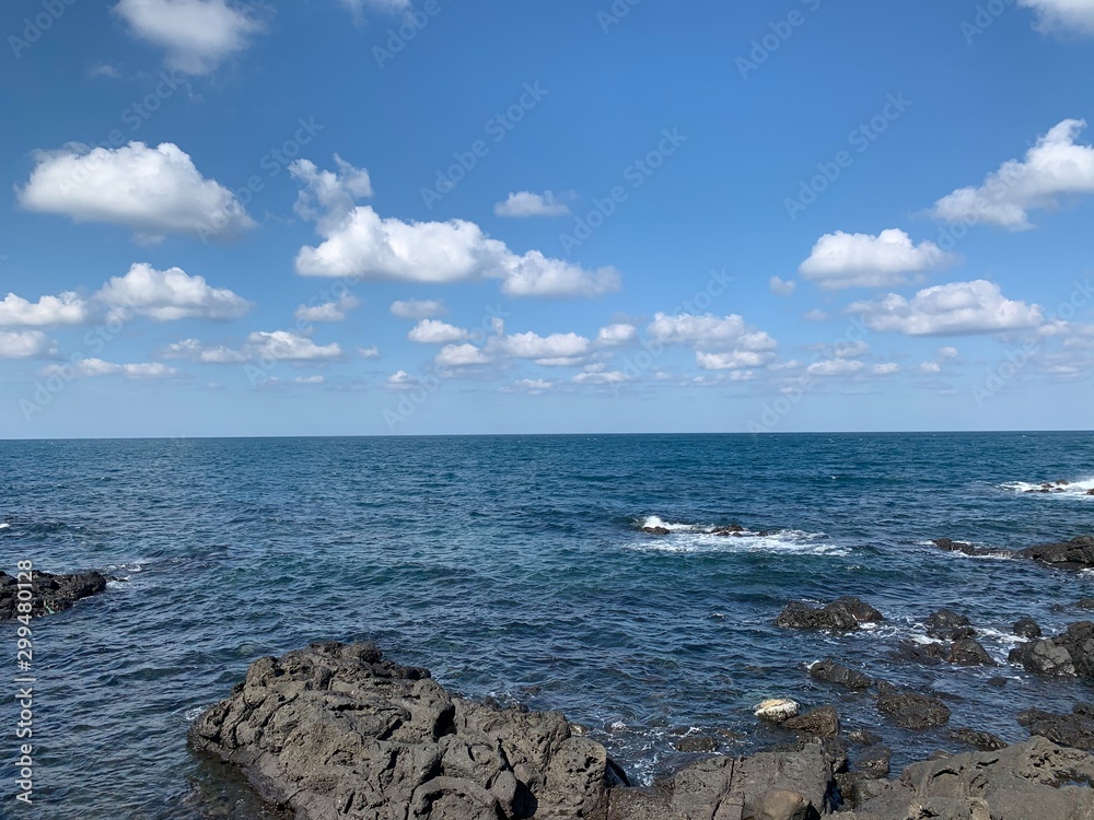 the waves of blue Jeju Island