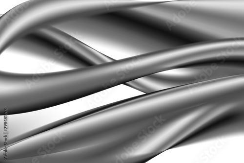 silver grey color steel pipe warp art white background