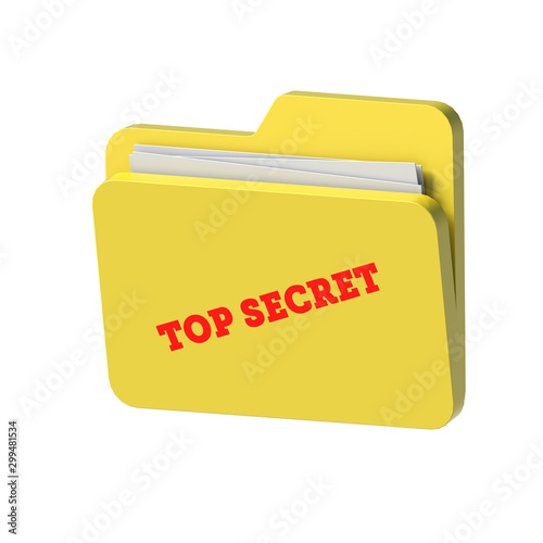 Folder containing classified, top secret information on isolated white house background 3D Illustration