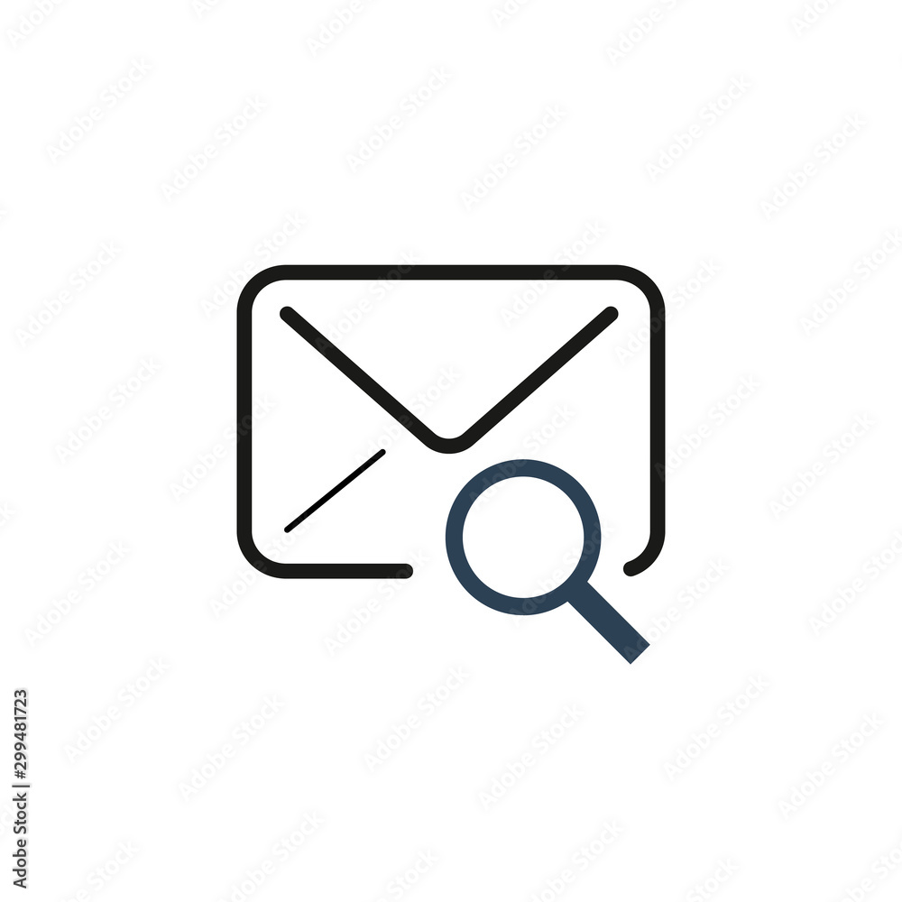 Mail search line icon. Envelope with magnifying glass symbol, logo illustration. Stock Vector illustration isolated on white background. Mail search line icon. Envelope with magnifying glass symbol, logo illustration. Stock Vector illustration isolated on white background.