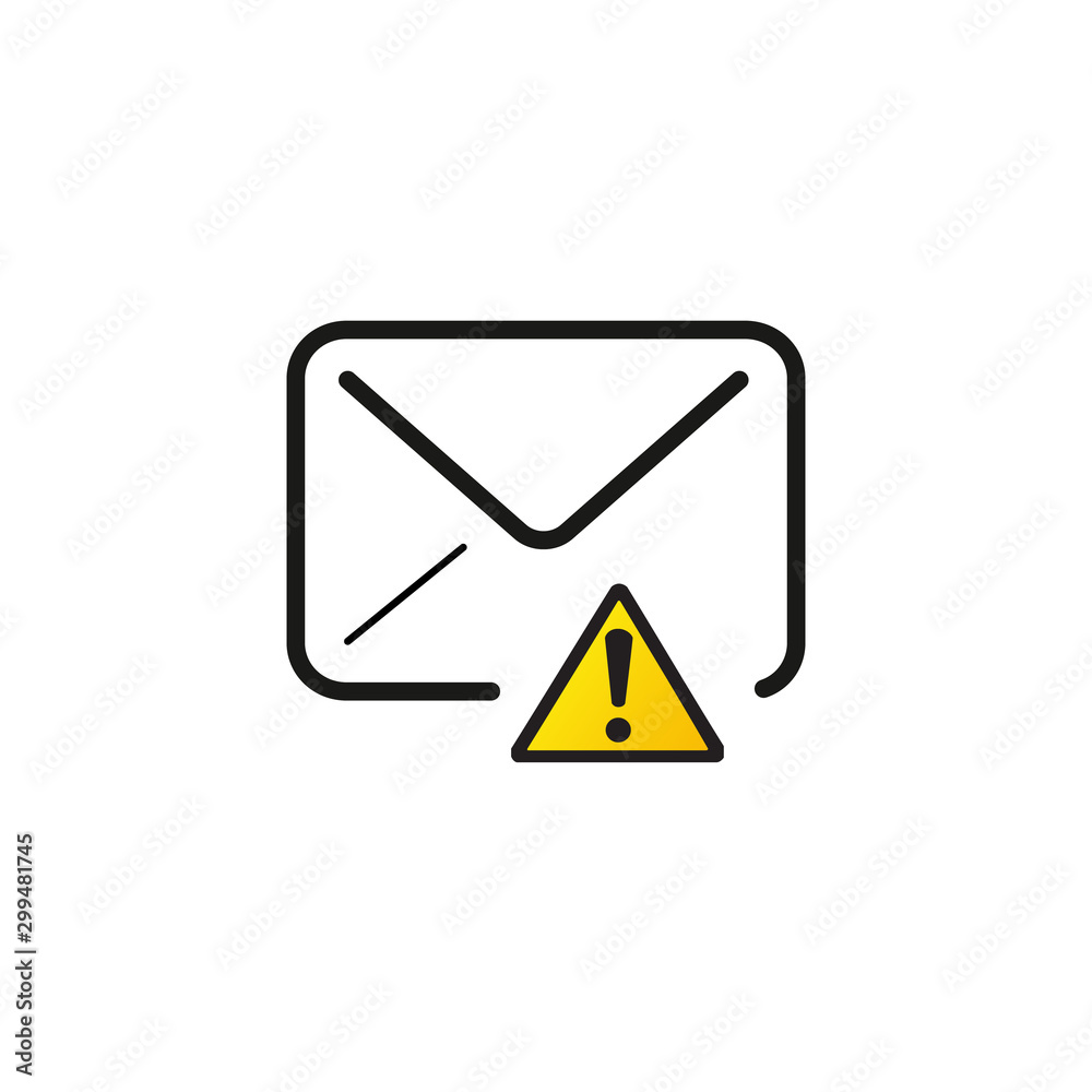 envelope containing exclamation mark symbol, warning icon. Stock Vector illustration isolated on white background. envelope containing exclamation mark symbol, warning icon. Stock Vector illustration isolated on white background.