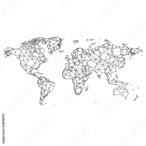 Abstract world map with lines. Stock Vector illustration isolated on white background.
