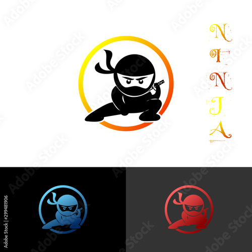 Ninja simple logo design vector. set of vector icons