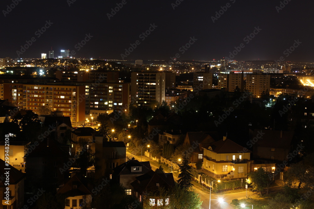 City lights, night city from above, night Prague, the city glows at night, the best photo of the night city