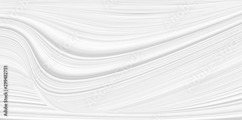 White 3 d background with wave illustration, beautiful bending pattern for web screensaver. Light gray texture with smooth lines for a wedding card.