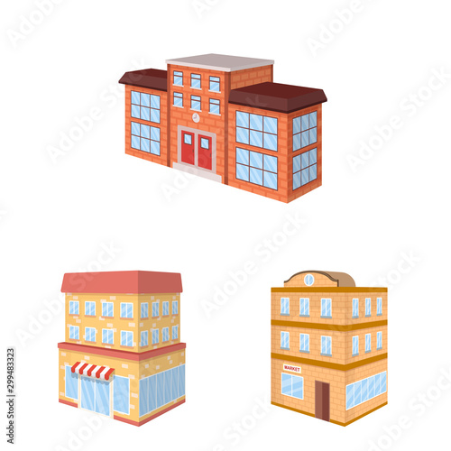 Vector illustration of city and build sign. Set of city and apartment stock symbol for web.