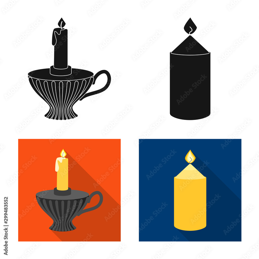 Isolated object of relaxation and flame icon. Collection of relaxation and wax stock symbol for web.
