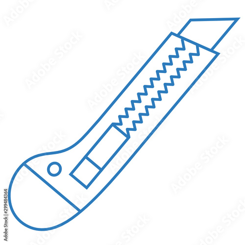 stationery knife, blue vector icon on a white isolated background