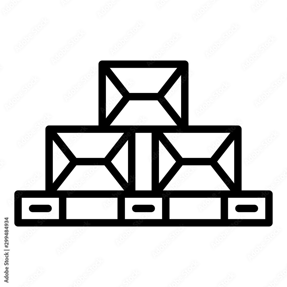 Boxes on pallet icon. Outline boxes on pallet vector icon for web design isolated on white background Boxes on pallet icon. Outline boxes on pallet vector icon for web design isolated on white background