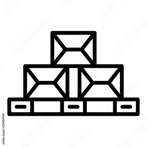 Boxes on pallet icon. Outline boxes on pallet vector icon for web design isolated on white background