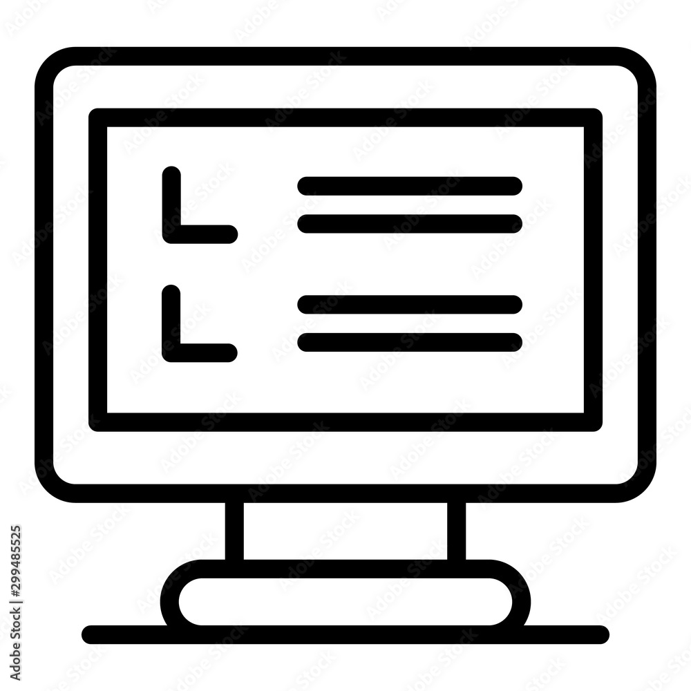 Inventory computer monitor icon. Outline inventory computer monitor vector icon for web design isolated on white background Inventory computer monitor icon. Outline inventory computer monitor vector icon for web design isolated on white background