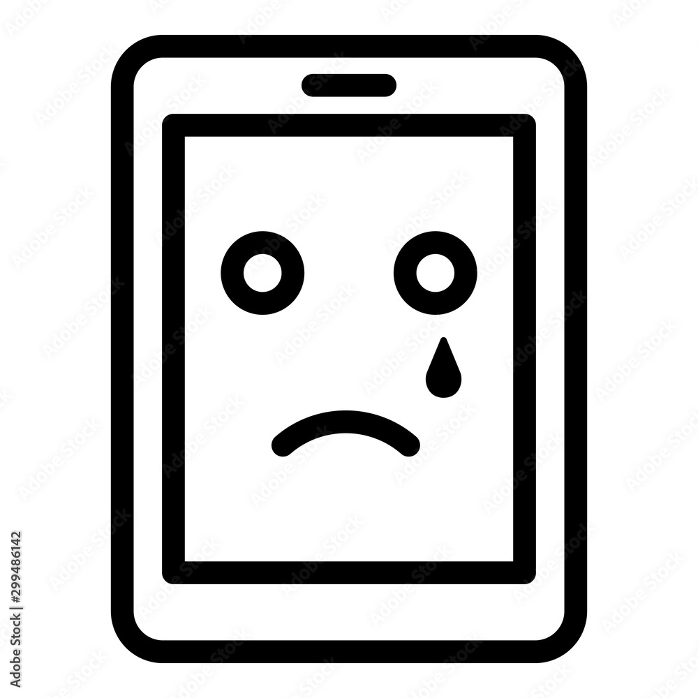 Broken smartphone icon. Outline broken smartphone vector icon for web design isolated on white background Broken smartphone icon. Outline broken smartphone vector icon for web design isolated on white background