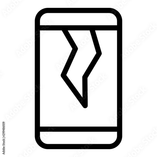 Cracked phone display icon. Outline cracked phone display vector icon for web design isolated on white background