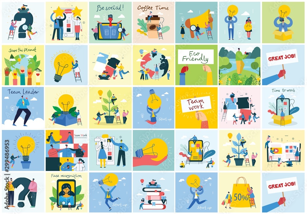 Bundle of cartoon men and women performing outdoor activities on city street. Flat colorful vector illustration people walking, disabled people, standing, talking, running, jumping, sitting, dancing - obrazy, fototapety, plakaty 