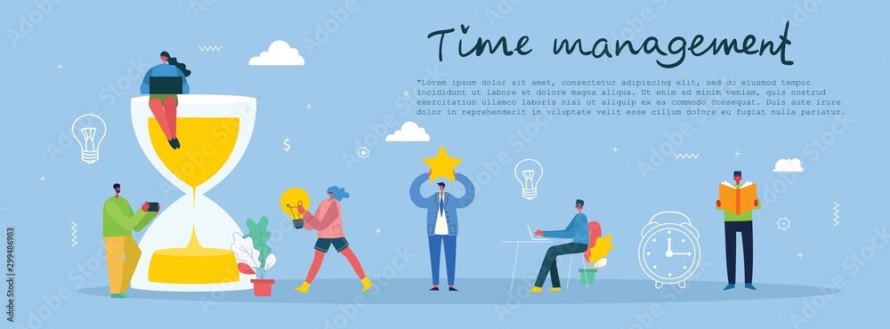 Modern vector illustration concept of time management and creative thinking in flat design