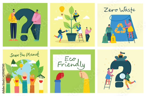 Vector illustration of Concept of Zero Waste, Green eco energy and Save the planet.