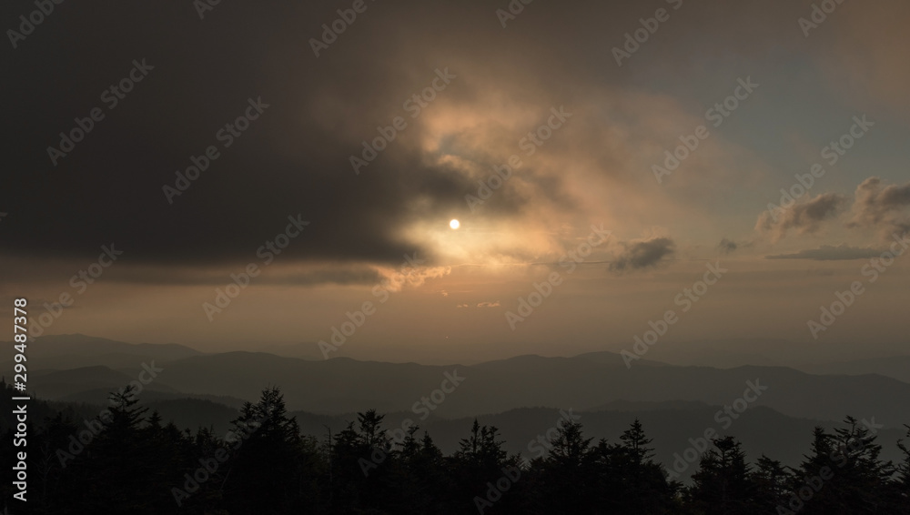 Fototapeta premium Sunset View at Clingman's Dome in The Great Smoky Mountains National Park During Summer