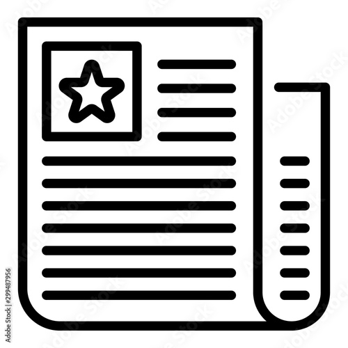 Celebrity paper icon. Outline celebrity paper vector icon for web design isolated on white background