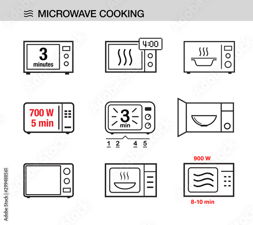 Microwave oven icons set. Vector illustration white background ready for your design. EPS10.