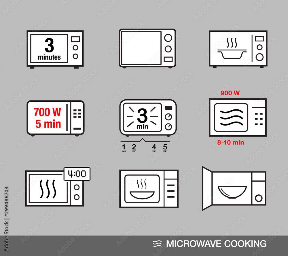 Microwave oven icons set. Vector illustration grey background ready for your design.EPS10.