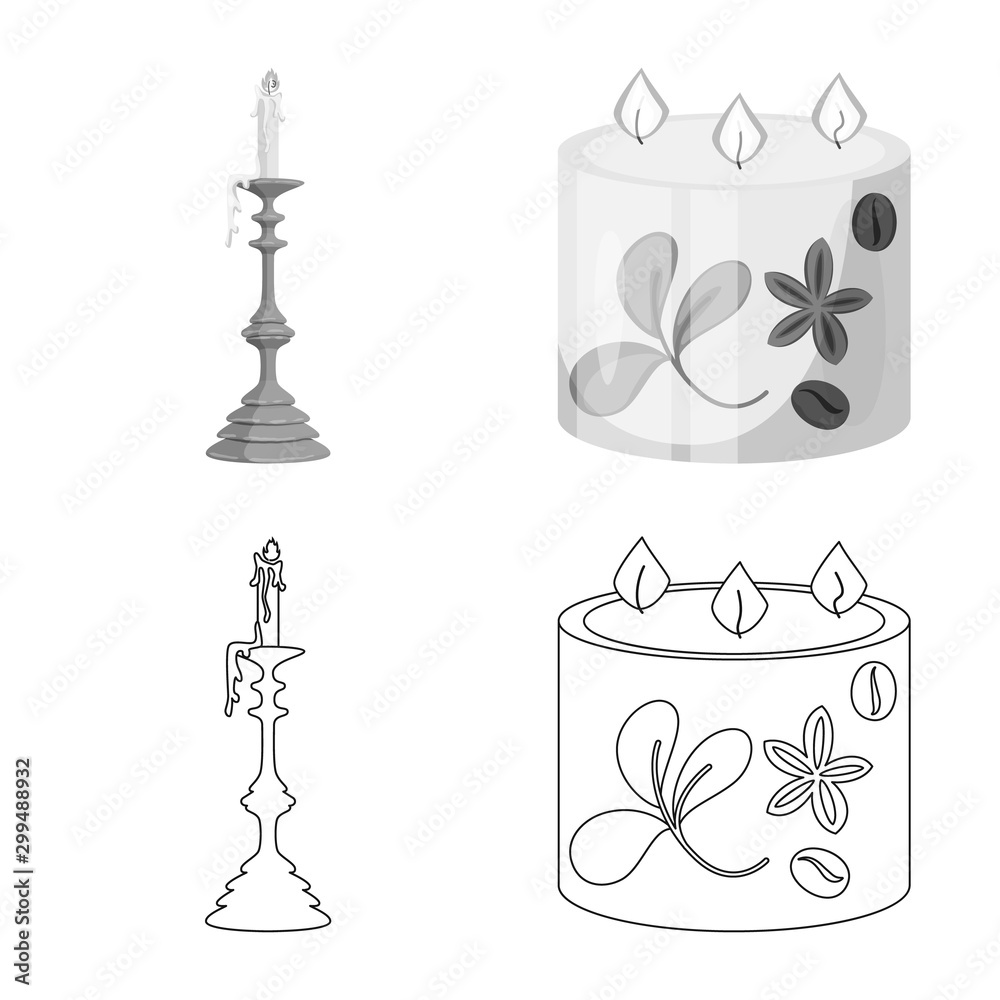 Naklejka premium Vector design of relaxation and flame logo. Set of relaxation and wax vector icon for stock.