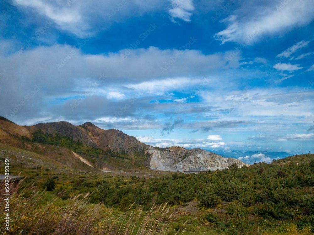 landscape with mountains and clouds