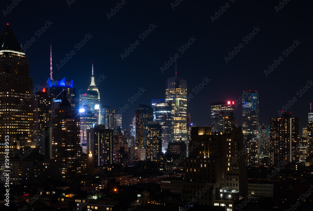 Night view of Midtown Manhattan and Hell's Kitchen