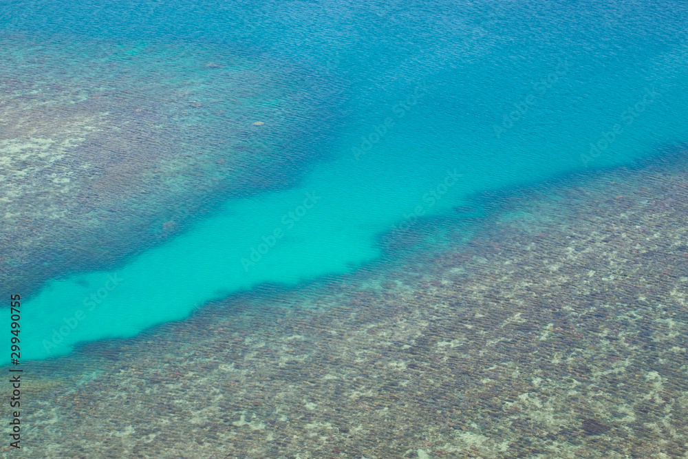 Obraz premium A view of sea from above at Belitung Island, Indonesia.
