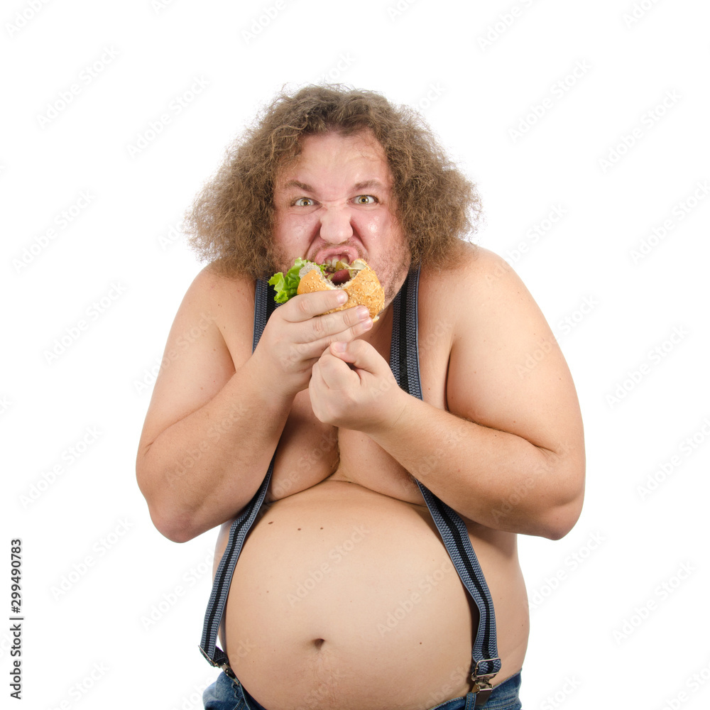 Funny fat man on a diet. Funny fat man on a diet.