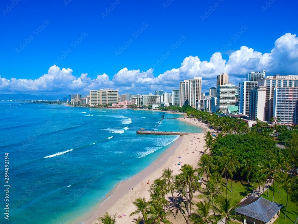 Aerial views of Waikiki beach