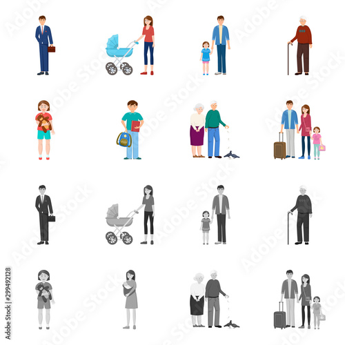 Isolated object of character and avatar sign. Set of character and portrait stock vector illustration.