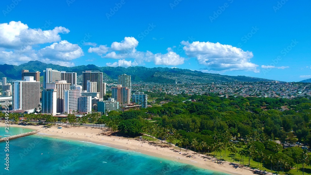 Aerial view of Waikiki beach Aerial view of Waikiki beach