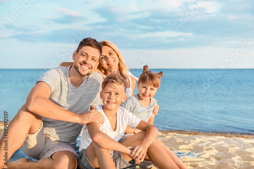 Portrait of happy family on...
