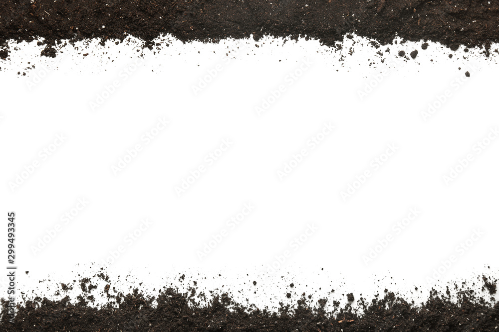 Brown soil on white background Brown soil on white background