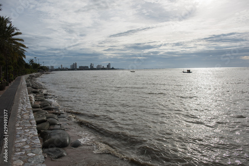 Pattaya Thailand in the evening, view from Bang Lamung to the city. photo