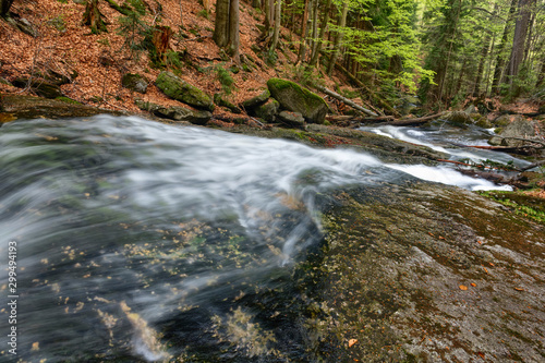 Jeleni Falls in super green forest surroundings  Czech Republic