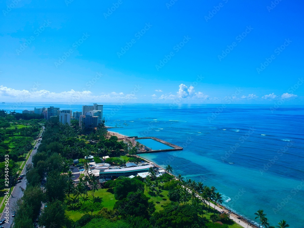 aerial view of the Waikiki Beach