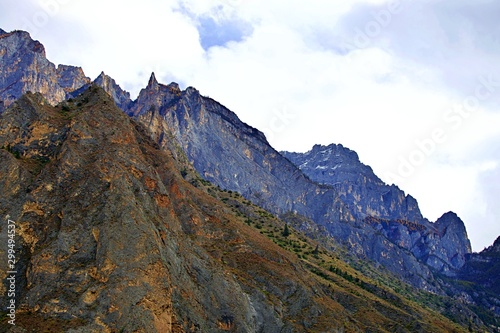 Nature landscape of rock mountains peak and sky 